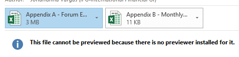 attachment preview excel email niet te zien