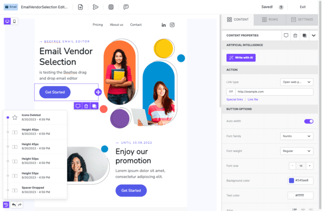 Beefree editor de correo electronico