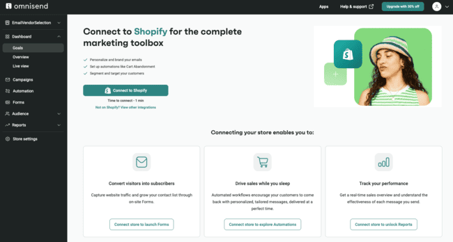 getting started with Omnisend connect popular ecommerce platforms Shopify