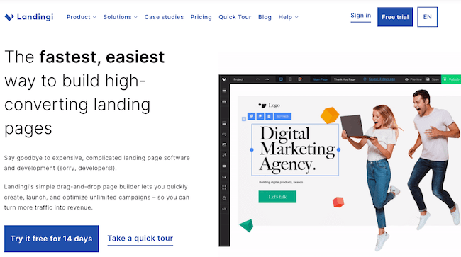 Landingi landing page builder optimizer homepage