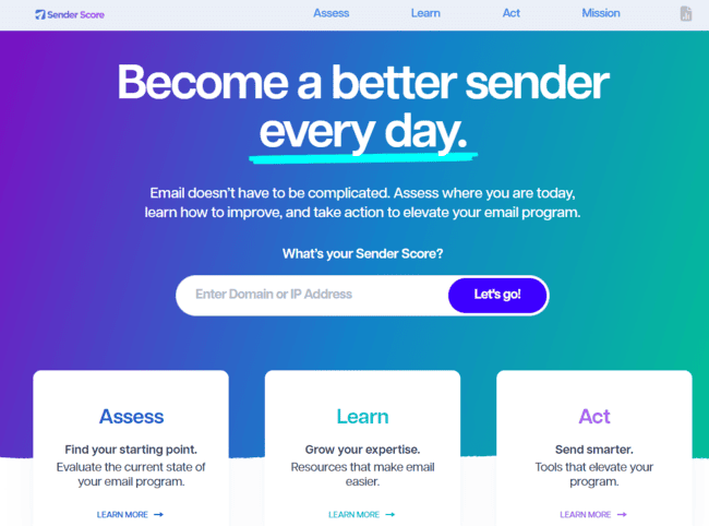servicio de reputación de IP y dominio de Sender Score
