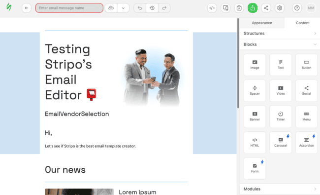 Stripo email editor