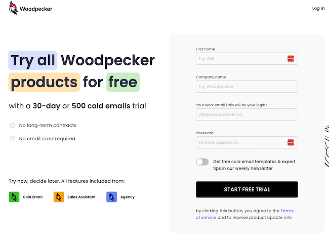 Woodpecker cold email outreach software free trial